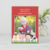 Kinderen Verjaardag Foto Boerderij Flat Invitation Kaart (Staand voorkant)