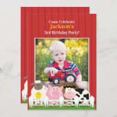 Kinderen Verjaardag Foto Boerderij Flat Invitation Kaart (Voorkant / Achterkant)