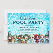 Kinderen Verjaardag Halloween Pool Party Kaart (Voorkant)