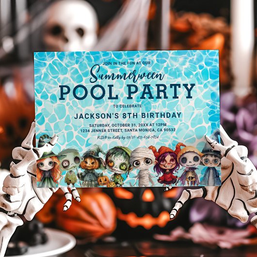 Kinderen Verjaardag Halloween Pool Party Kaart