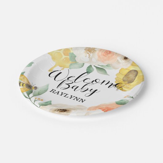 Kinderen Verjaardag, Honey Bee, Bee thema Papier B Papieren Bordje (Gekanteld)