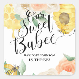 Kinderen Verjaardag, Honey Bee, Bee thema Papier B Vierkante Sticker