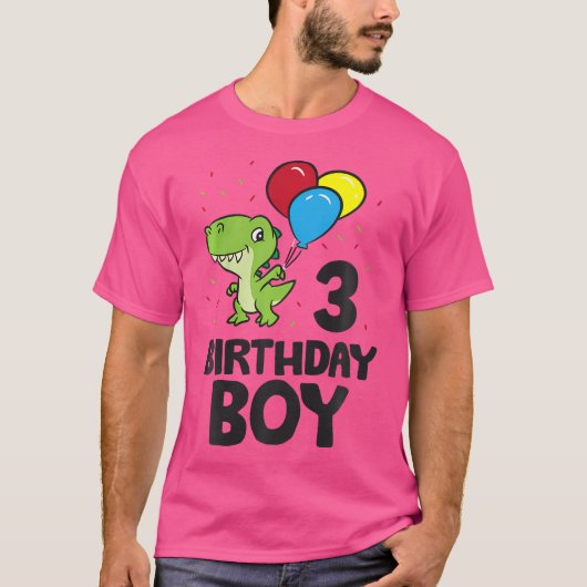 Kinderen Verjaardag Jongen 3e Verjaardag Dinosauru T-shirt (Voorkant)