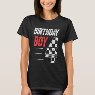 Kinderen Verjaardag Jongen 4 Vier Racing Vlag 4e V T-shirt