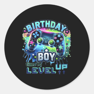 Kinderen Verjaardag Jongen Level Up Gamer Controll Ronde Sticker