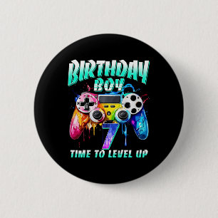 Kinderen Verjaardag Jongen Tijd Om Te Niveau Gamer Ronde Button 5,7 Cm