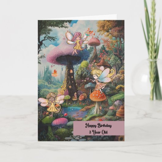 Kinderen Verjaardag Kaart 3 jaar oud Meisje met Fe (Voorkant)