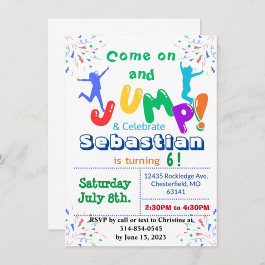 Kinderen Verjaardag Kaart Uitnodiging Sjabloon (Voorkant / Achterkant)