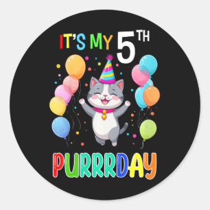 Kinderen Verjaardag Kat Shirt 5 Meisjes Jongens 5e Ronde Sticker