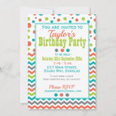 Kinderen Verjaardag Kleurrijke Polka Dot ZigZag Kaart (Voorkant)