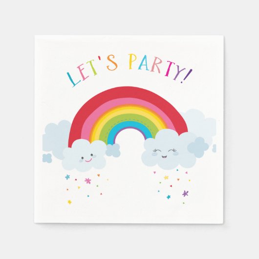 KINDEREN VERJAARDAG LET'S PARTY heldere kleuren re Servet (Voorkant)