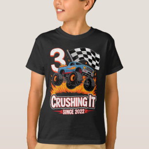 Kinderen Verjaardag Monster Truck 3 Jaar Oude Jong T-shirt