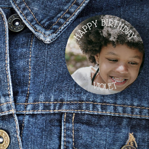 Kinderen Verjaardag Naam en Foto Ronde Button 5,7 Cm