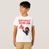 Kinderen Verjaardag Ninja - 4 jaar oud T-shirt (Voorkant volledig)