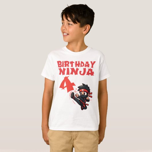 Kinderen Verjaardag Ninja - 4 jaar oud T-shirt (Voorkant volledig)