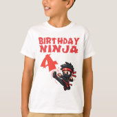 Kinderen Verjaardag Ninja - 4 jaar oud T-shirt (Voorkant)
