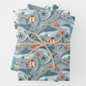 Kinderen Verjaardag Ocean Zee Shark Fish Favoriete Inpakpapier Vel (In situ)