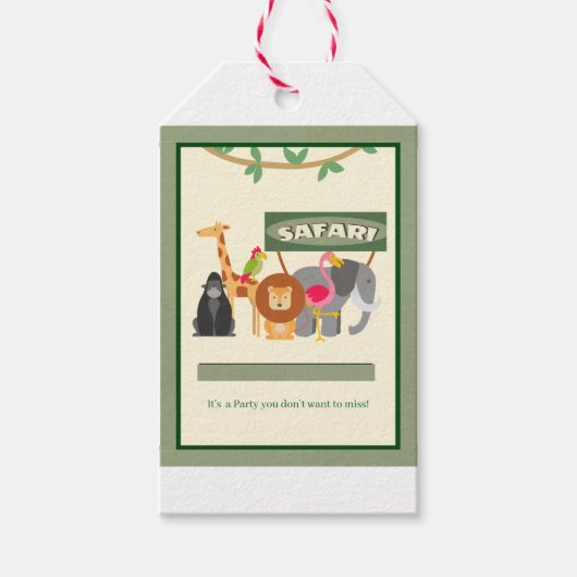 Kinderen Verjaardag Safari Gift Label Cadeaulabel (Voorkant)