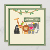 Kinderen Verjaardag Safari Plat Bedankkaart (Voorkant / Achterkant)