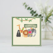 Kinderen Verjaardag Safari Plat Bedankkaart (Staand voorkant)