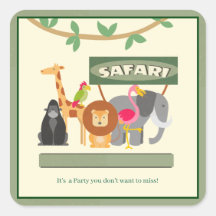 Kinderen Verjaardag Safari Square Sticker