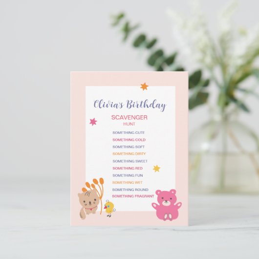 Kinderen Verjaardag Scavenger Hunt Spel Briefkaart (Staand voorkant)
