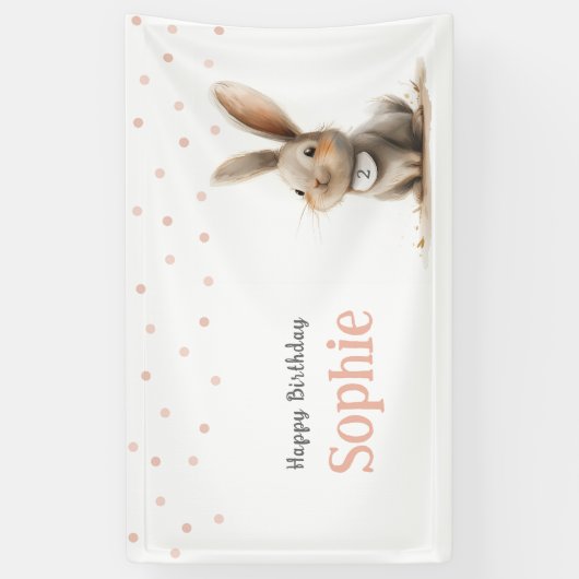 Kinderen Verjaardag Schattige Bunny Happy Birthday Spandoek (Verticaal)