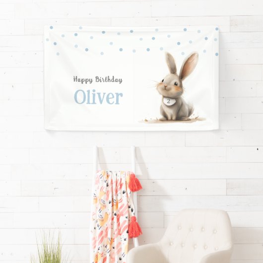 Kinderen Verjaardag Schattige Bunny Happy Birthday Spandoek (Insitu)