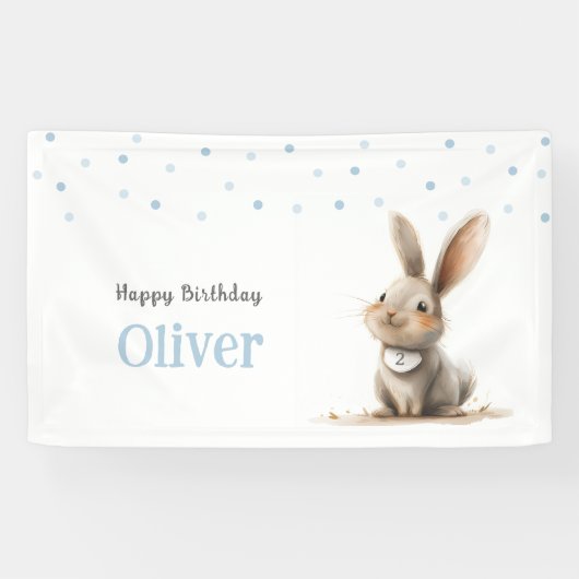 Kinderen Verjaardag Schattige Bunny Happy Birthday Spandoek (Horizontaal)