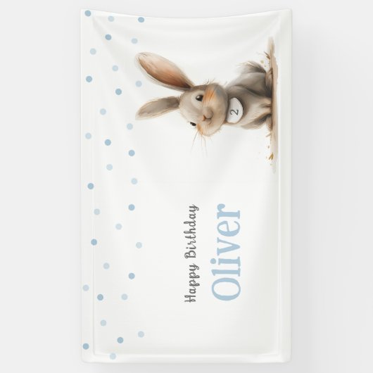 Kinderen Verjaardag Schattige Bunny Happy Birthday Spandoek (Verticaal)