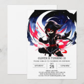 Kinderen Verjaardag Shuriken Ninja Adventure Kaart (Voorkant / Achterkant)