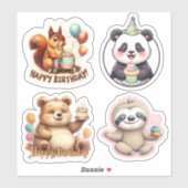 Kinderen Verjaardag Stickers, Dieren Verjaardag St Sticker (Vel)