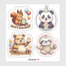 Kinderen Verjaardag Stickers, Dieren Verjaardag St
