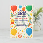 Kinderen Verjaardag Uitnodigen - Ballonnen & FunIn Kaart (Staand voorkant)