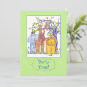 Kinderen Verjaardag Uitnodiging Dierenpark Dieren  (Staand voorkant)