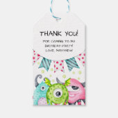 Kinderen Verjaardag Waterverf Monsters Dank u Cadeaulabel (Voorkant)