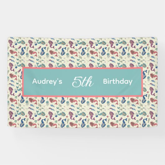 Kinderen Verjaardag Zeemeermin Banner (Horizontaal)