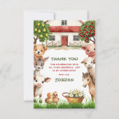 Kinderen Verjaardagsfeest Boerderij Dieren voor Jo Bedankkaart (Voorkant)