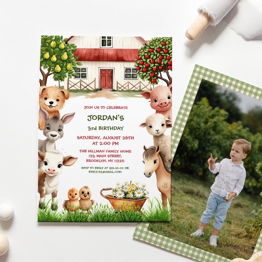 Kinderen Verjaardagsfeest Boerderij Dieren voor Jo Kaart