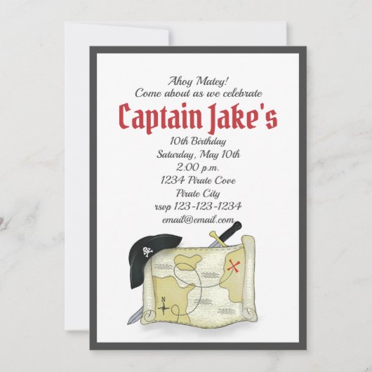Kinderen Verjaardagsfeest Cool Pirate Custom Kaart (Voorkant)