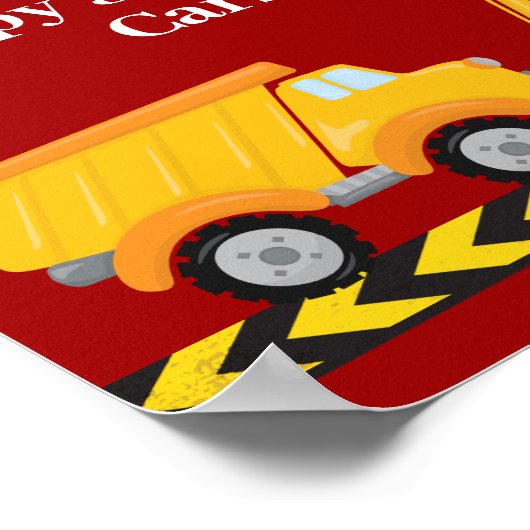 Kinderen Verjaardagsfeest Custom Red Trucks Poster (Hoek)