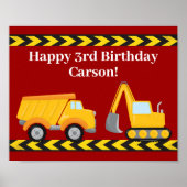 Kinderen Verjaardagsfeest Custom Red Trucks Poster (Voorkant)