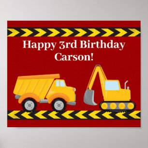 Kinderen Verjaardagsfeest Custom Red Trucks Poster