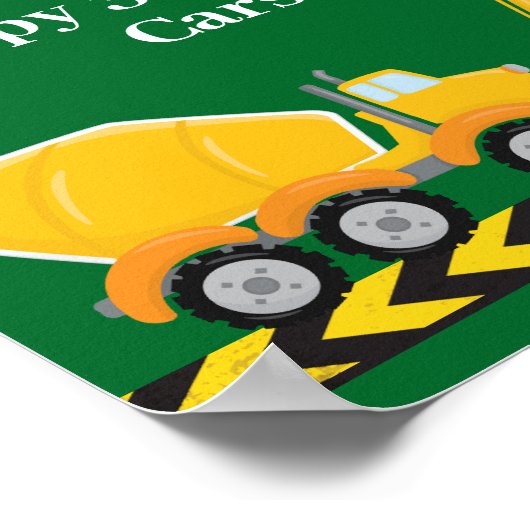 Kinderen Verjaardagsfeest Groene Bouw Trucks Poster (Hoek)