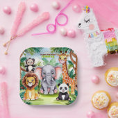 Kinderen Verjaardagsfeest Leuke Dieren Safari Oerw Papieren Bordje (Feest)