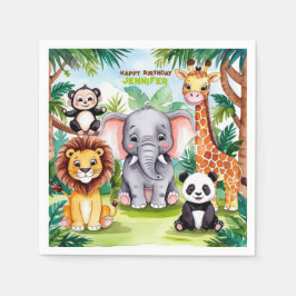 Kinderen Verjaardagsfeest Leuke Dieren Safari Oerw Servet