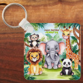 Kinderen Verjaardagsfeest Leuke Dieren Safari Oerw Sleutelhanger (Voorkant)