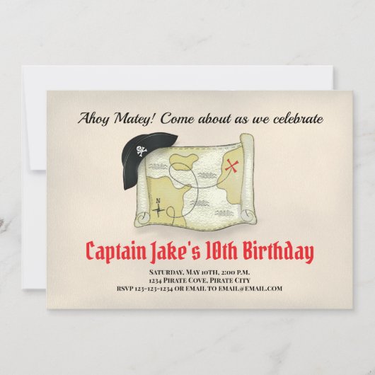 Kinderen Verjaardagsfeest Pirate Cool Sjabloon Kaart (Voorkant)