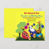 Kinderen verjaardagsfeest Uitnodiging 050: Fun Tra (Voorkant / Achterkant)
