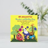 Kinderen verjaardagsfeest Uitnodiging 050: Fun Tra (Staand voorkant)